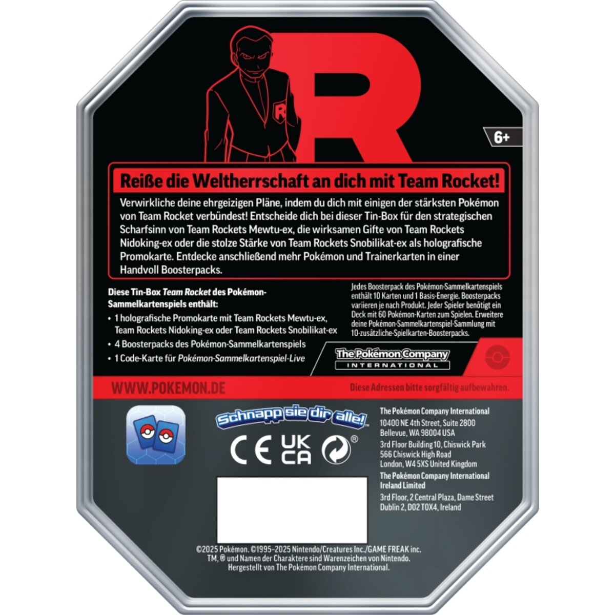 Pokemon Cards Tin Box 125 Mewtu ex KP280 (EVT 05. September 2025)