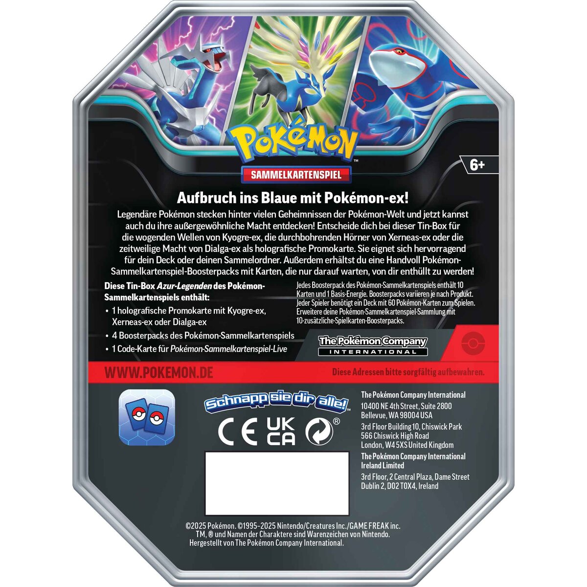 Pokemon Tin-Box Azur-Legenden: Kyogre-ex (Deutsch)