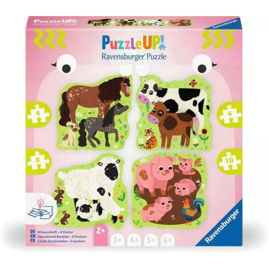 Ravensburger 4 Kinderpuzzle 4 + 6 + 8 + 10 Teile Bauernhoftiere 19 x 19 cm