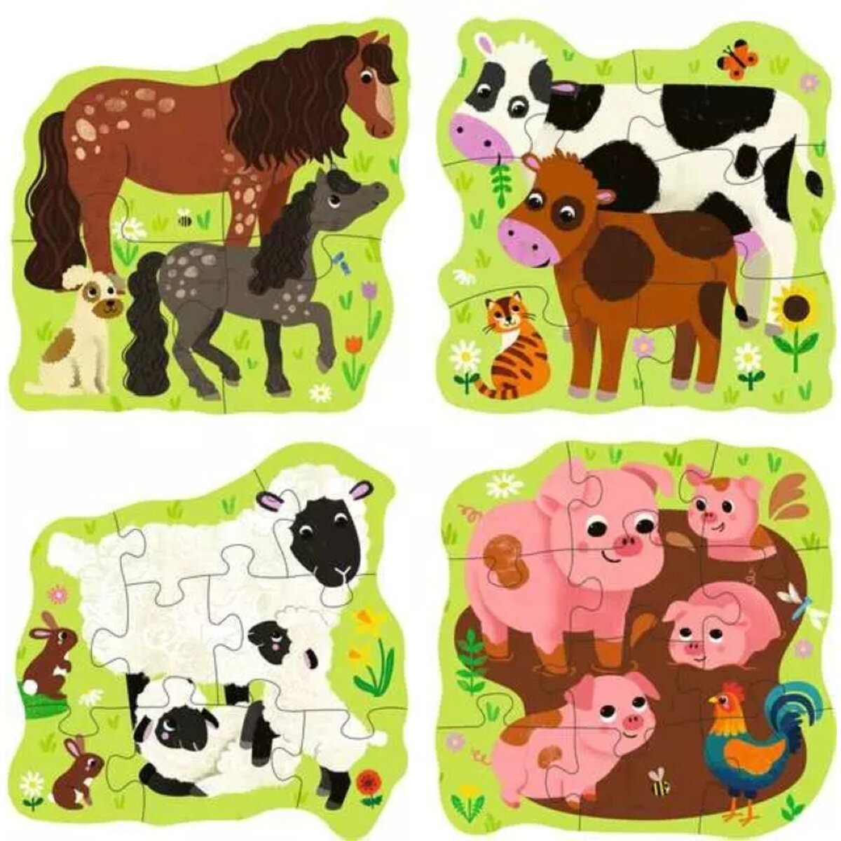 Ravensburger 4 Kinderpuzzle 4 + 6 + 8 + 10 Teile Bauernhoftiere 19 x 19 cm