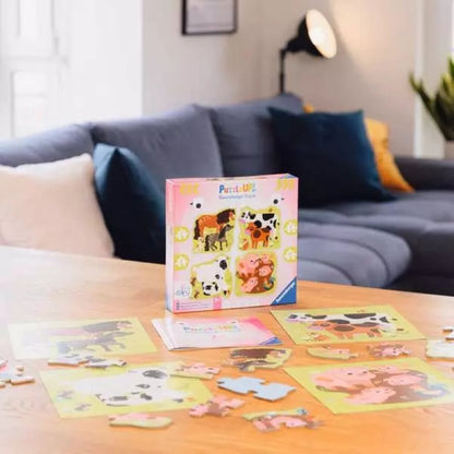 Ravensburger 4 Kinderpuzzle 4 + 6 + 8 + 10 Teile Bauernhoftiere 19 x 19 cm