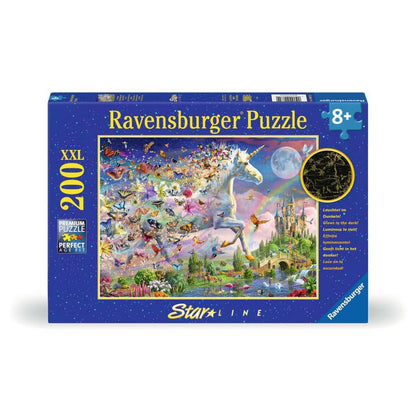 Ravensburger XL Puzzle - Glow in the Dark: Leuchtendes Schmetterlingseinhorn, 200 Teile