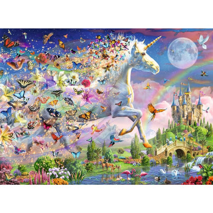 Ravensburger XL Puzzle - Glow in the Dark: Leuchtendes Schmetterlingseinhorn, 200 Teile