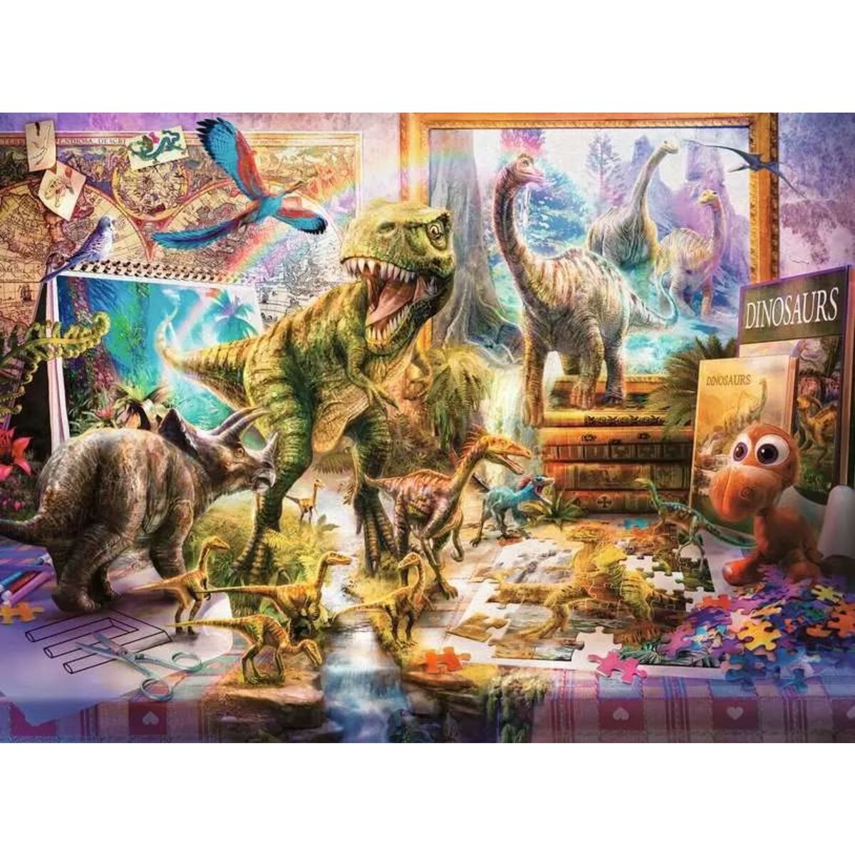 Ravensburger XXL Puzzle - Dinos im Kinderzimmer, 100 Teile