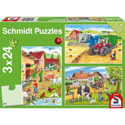 Schmidt Spiele KinderPuzzle - Auf dem Bauernhof, 3x24 Teile