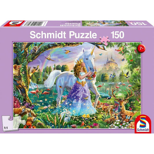Schmidt Spiele KinderPuzzle - Prinzessin mit Einhorn und Schloß, 150 Teile