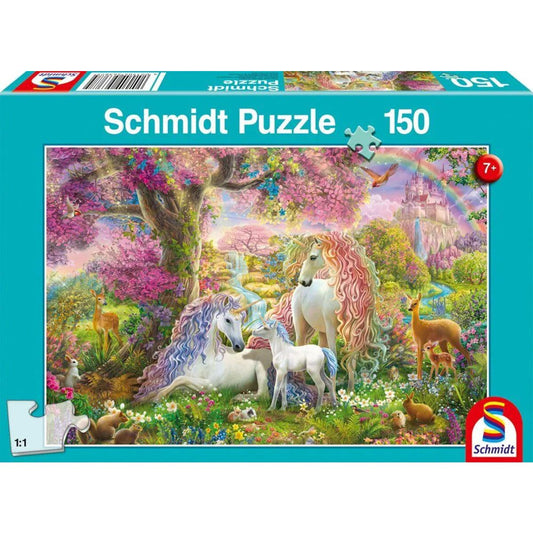 Schmidt Spiele Puzzle - Einhornfamilie im Blütenwald, 150 Teile