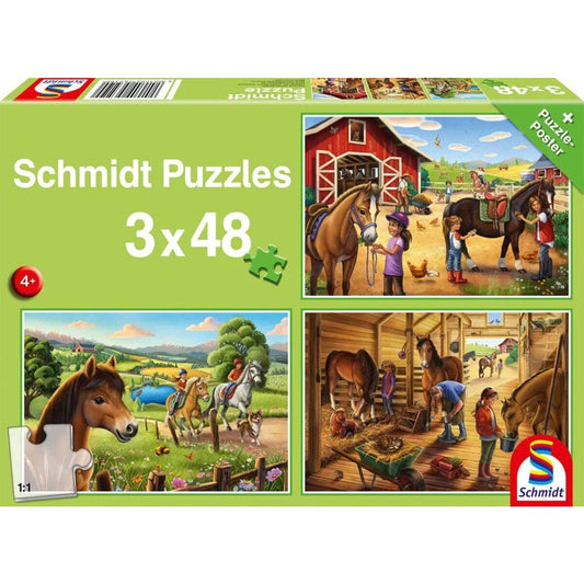 Schmidt Spiele Puzzle - Meine Lieblingspferde, 3 x 48 Teile