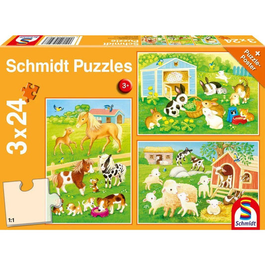 Schmidt Spiele Puzzle - Niedliche Haustiere, 3 x 24 Teile