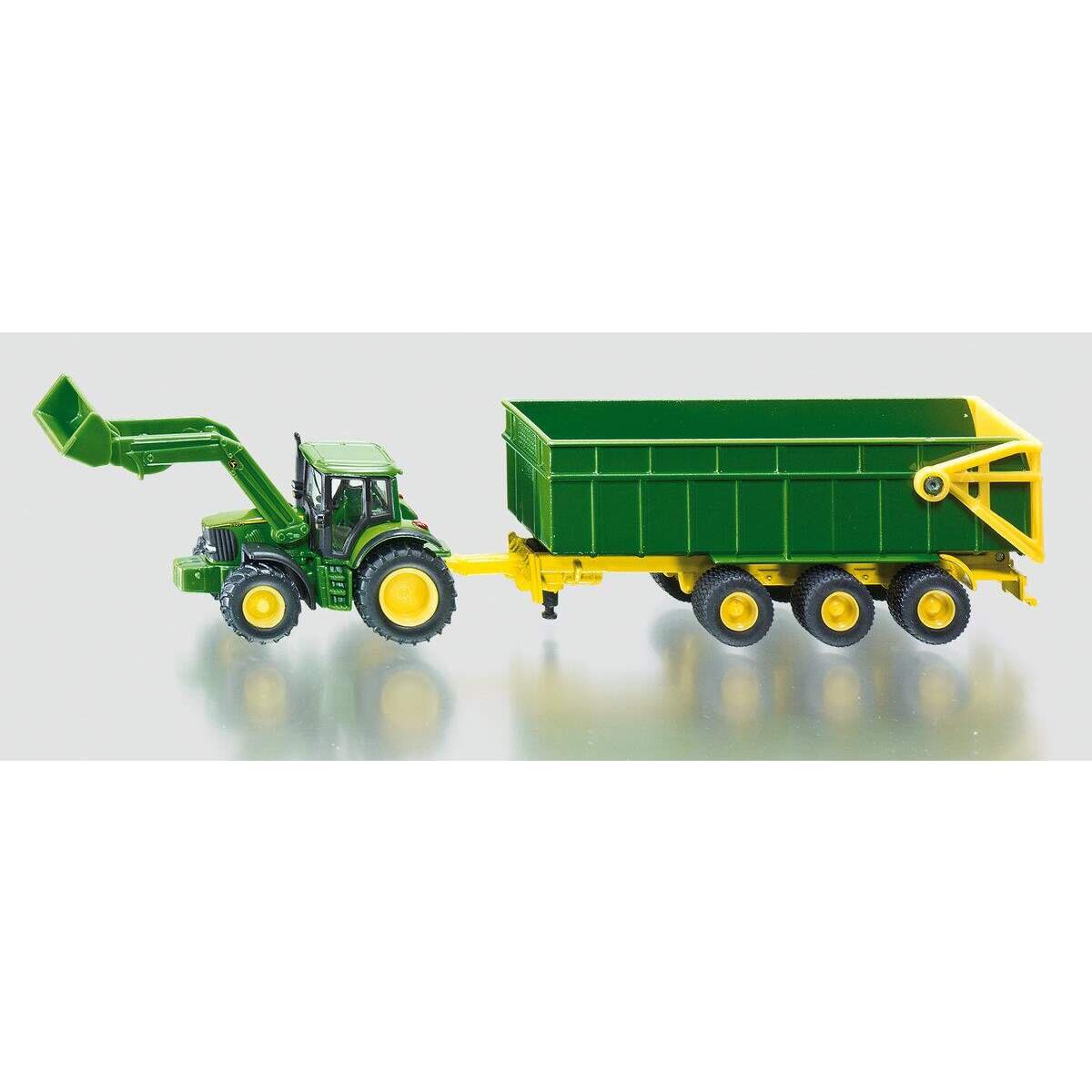 SIKU 1843 John Deere mit Frontlader und Anhänger