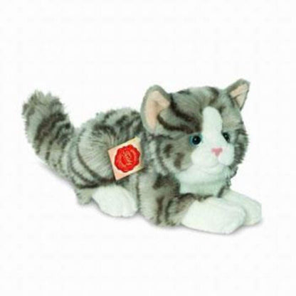 Teddy Hermann Katze liegend grau 20 cm