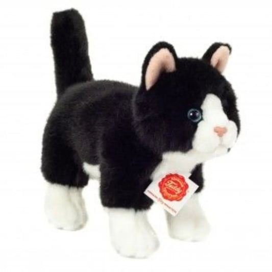 Teddy Hermann Katze stehend schwarz/weiß 20 cm